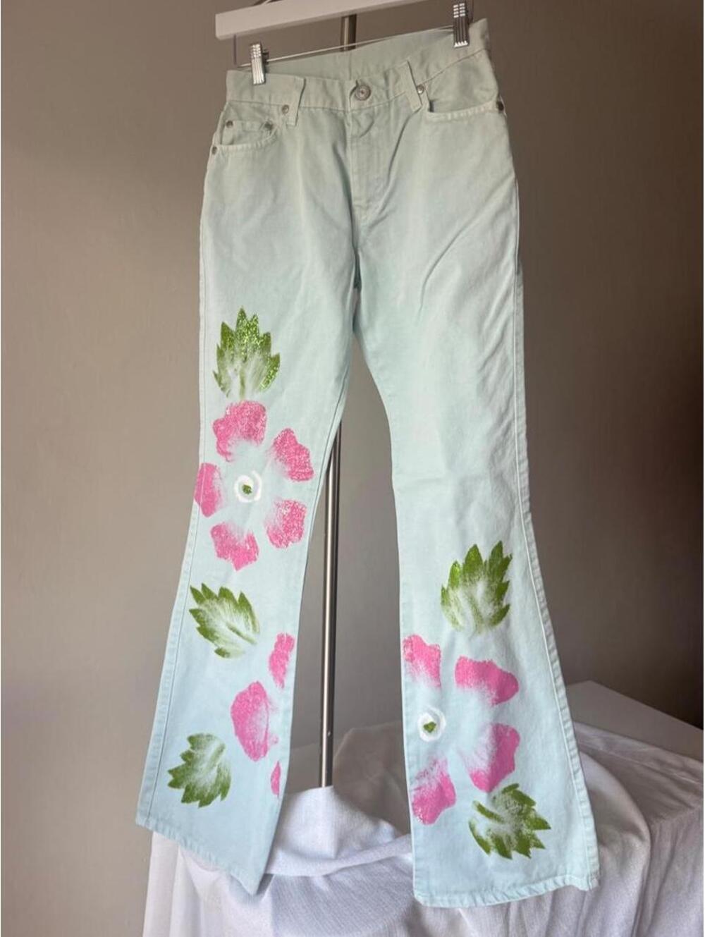 Vintage Deadstock Casucci Painted Print Jeans